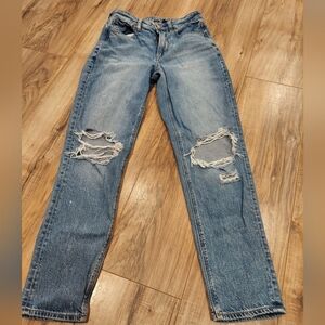 American Eagle Mom Jean size 2 Jean Distressed Cropped High Rise Denim